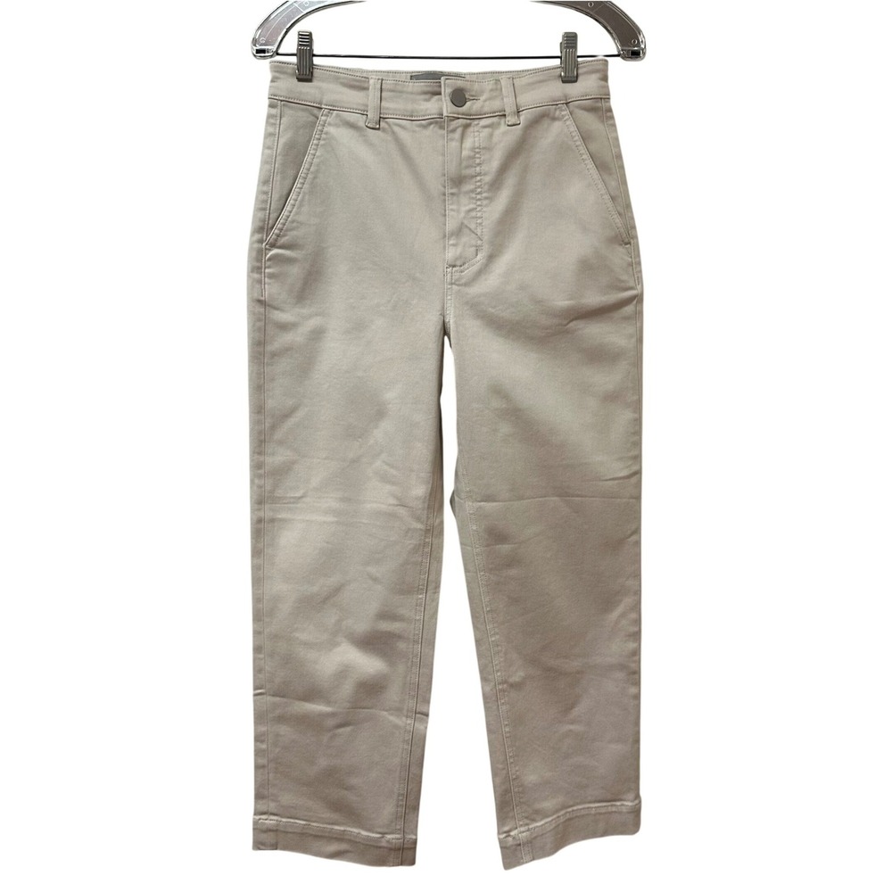 Everlane Cropped Straight Pants Sand Beige High Rise Cotton Size 8
